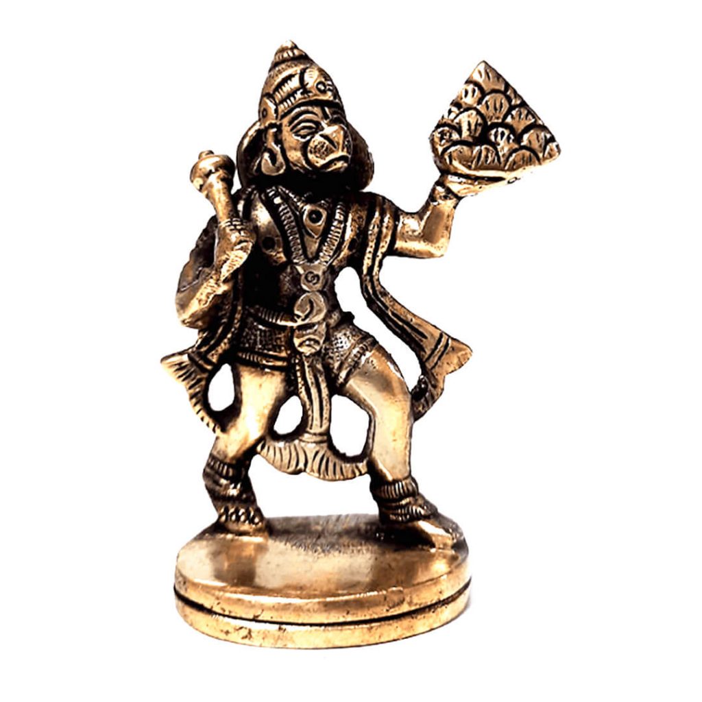 Shop Hindu Lord Hanuman Flying Bajrangbali 3 Inch Brass Statue